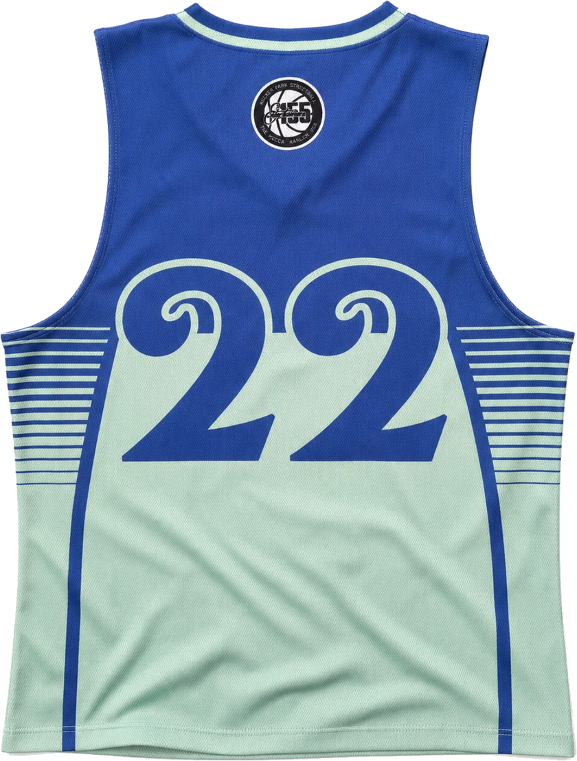 Royal blue and mint tournament jersey back