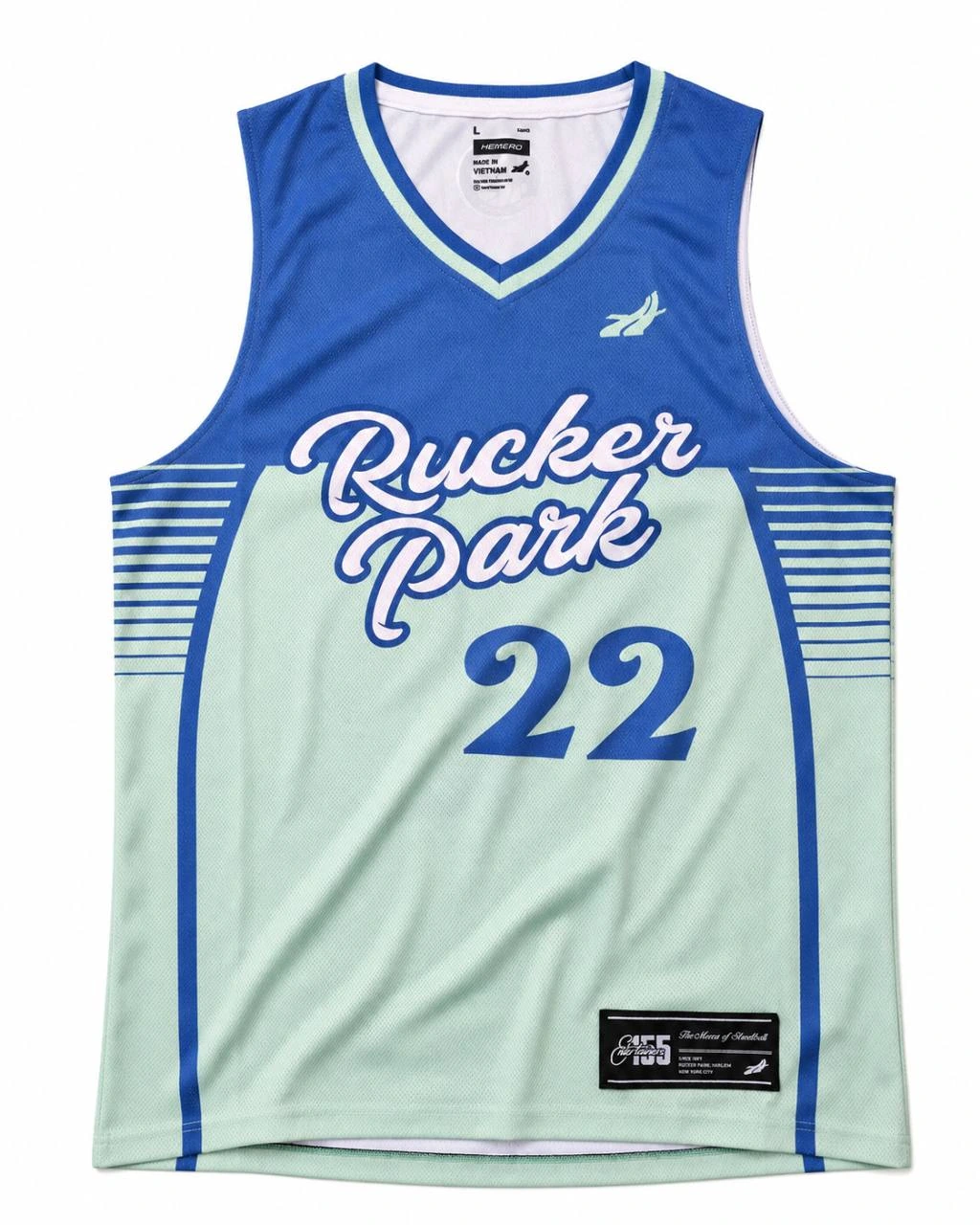 Original Rucker Park number 22 jersey, with its actual neck tag and hem label